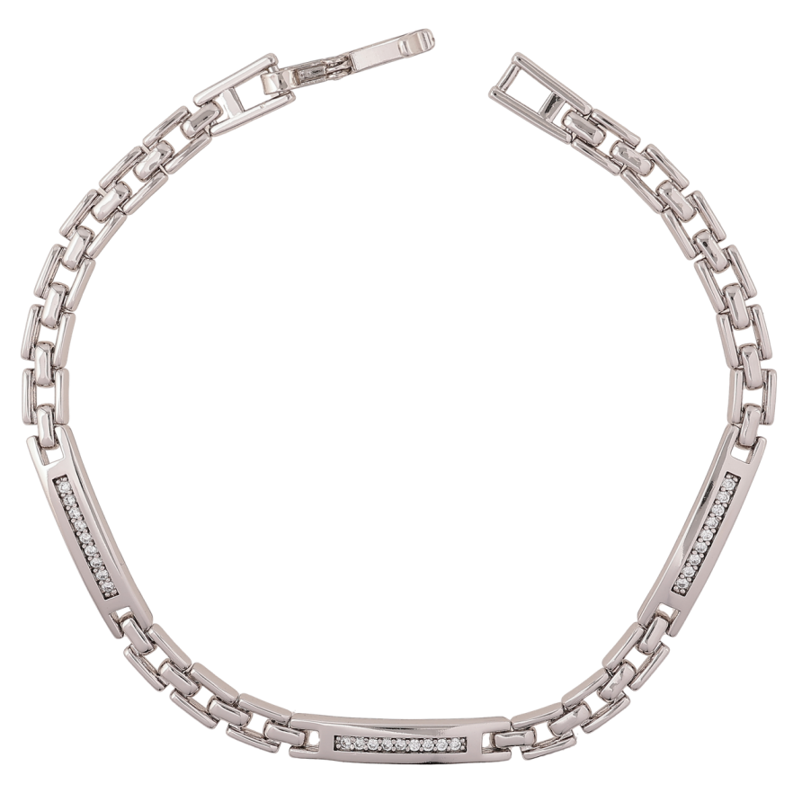 Браслет Xuping Родій «Браслетний візерунок зі вставками» довжина 19см х 4мм фото №1