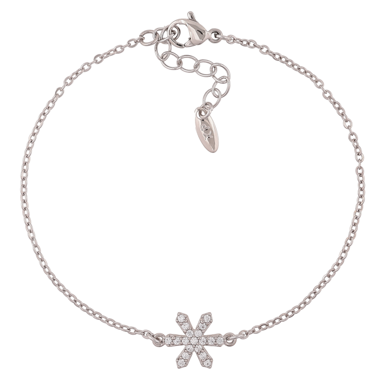 Браслет Xuping Родій «Ланцюжок Якірний зі вставкою сніжинка» довжина з доп. ланцюжком 17-20см х 1.5мм фото №1