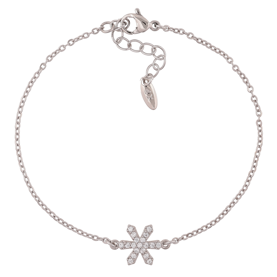 Браслет Xuping Родій «Ланцюжок Якірний зі вставкою сніжинка» довжина з доп. ланцюжком 17-20см х 1.5мм фото №1