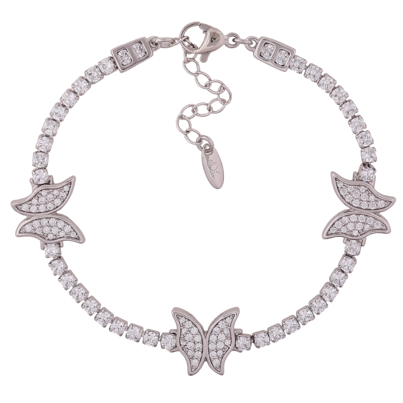 Браслет Xuping Родий Кристальная дорожка с бабочками длинна с доп. цепочкой 17-20.5см х 3-12мм фото №5