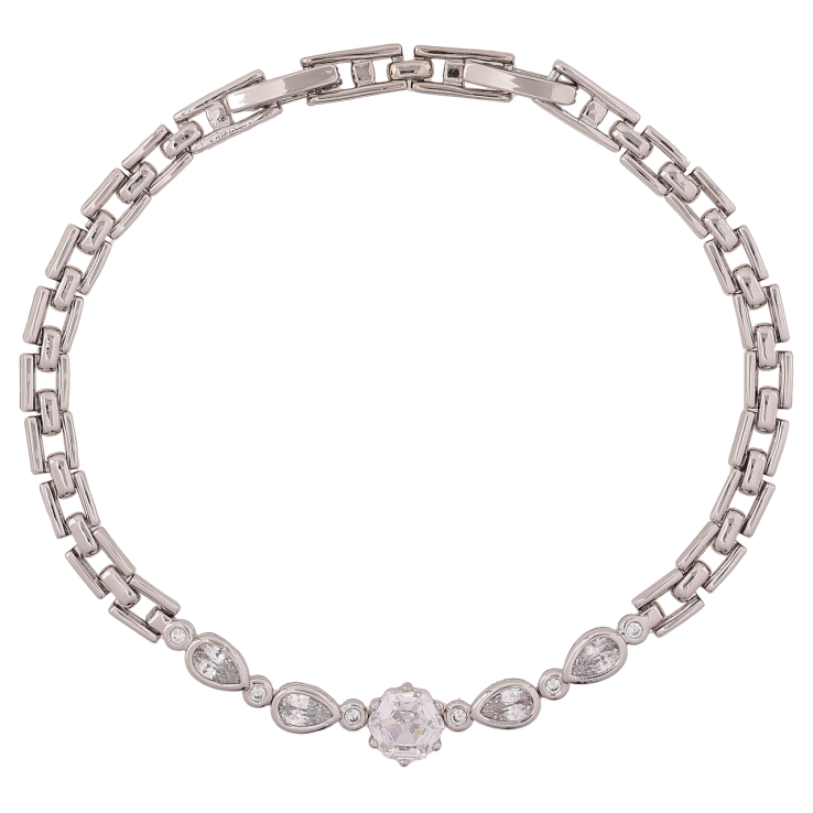 Браслет Xuping Родій «Браслетний візерунок з кришталевою вставкою» довжина з доп. замком 17.5,19.5см х 4-6мм фото №16