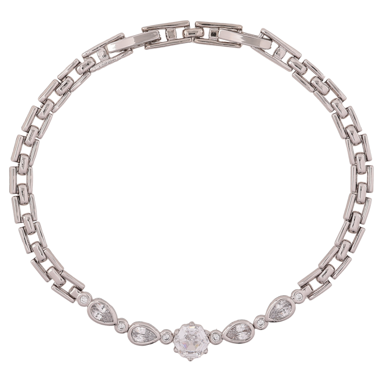 Браслет Xuping Родій «Браслетний візерунок з кришталевою вставкою» довжина з доп. замком 17.5,19.5см х 4-6мм фото №12