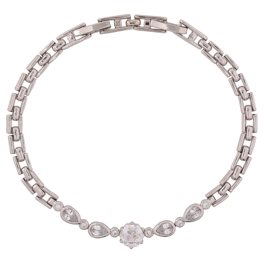 Браслет Xuping Родій «Браслетний візерунок з кришталевою вставкою» довжина з доп. замком 17.5,19.5см х 4-6мм фото №1