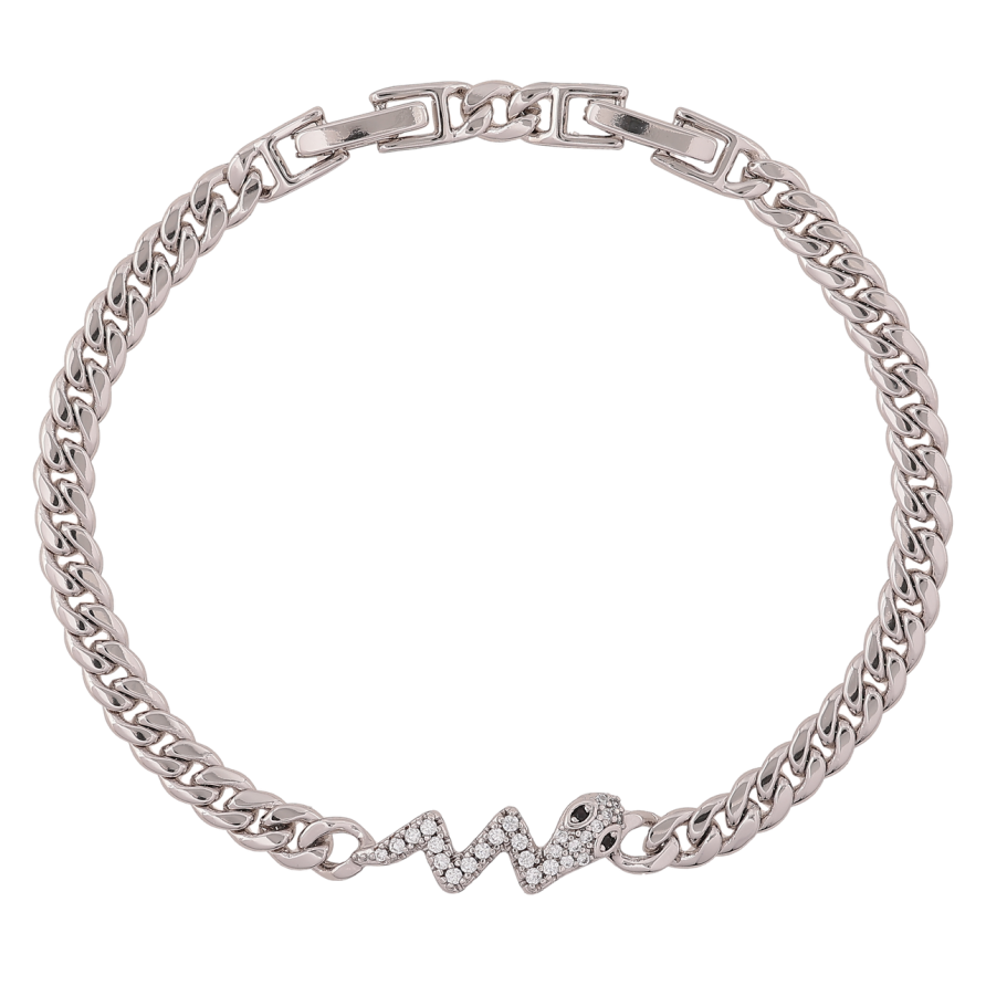 Браслет Xuping Родій «Ланцюжок Панцирний зі вставкою змія» довжина з доп. замком 17,19см х 5мм фото №1