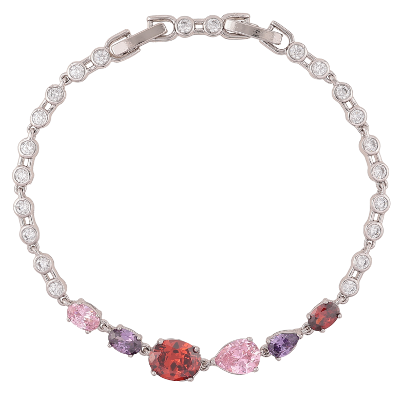 Браслет Xuping Родій «Різнокольорові кристали» довжина з доп. замком 17,19см х 3-7мм фото №1