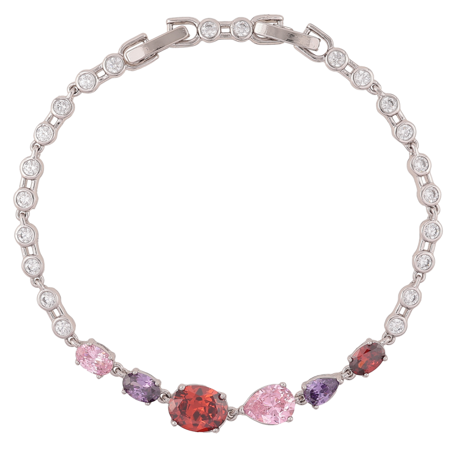 Браслет Xuping Родій «Різнокольорові кристали» довжина з доп. замком 17,19см х 3-7мм фото №1