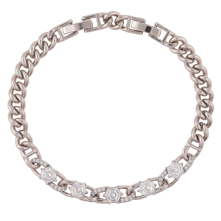 Браслет Xuping Родій «Ланцюжок Панцирний з кришталевими вставками» довжина з доп. замком 17.5,19.5см х 6мм фото №10