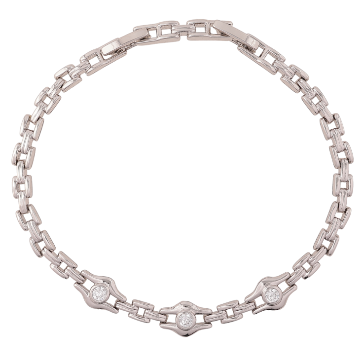 Браслет Xuping Родій «Браслетний візерунок з кристалами» довжина з доп. замком 17.5,19.5см х 4-7мм фото №17