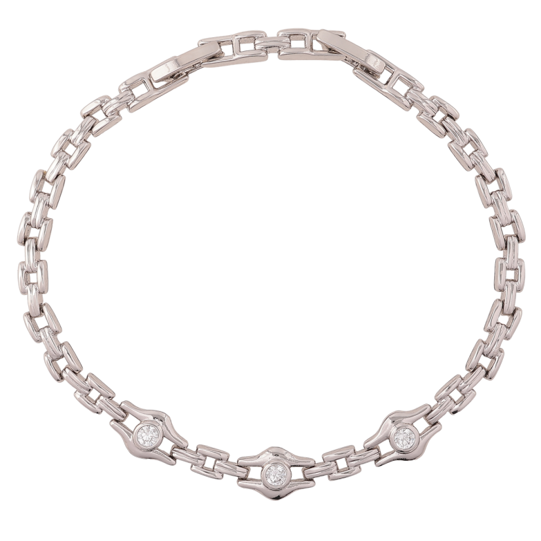 Браслет Xuping Родий Браслетный узор с кристаллами длинна с доп. замком 17.5,19.5см х 4-7мм фото №1