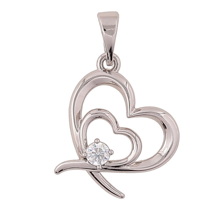 Кулон Xuping Родій «Сердечка з кристалів» для ланцюжка до 5мм фото №4