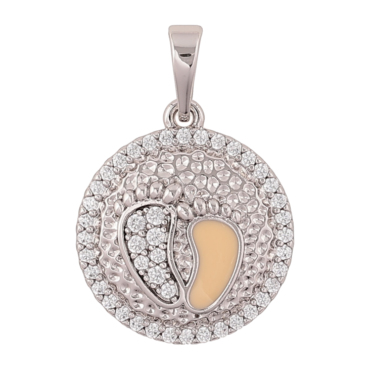 Кулон Xuping Родій «Дитячі слідочки з інкрустацією кристалами та жовтою емаллю» для ланцюжка до 5мм фото №11