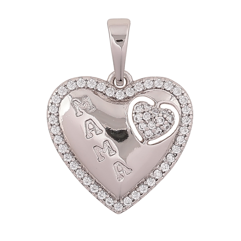 Кулон Xuping Родій «Сердечко з написом Мама» для ланцюжка до 6мм фото №1