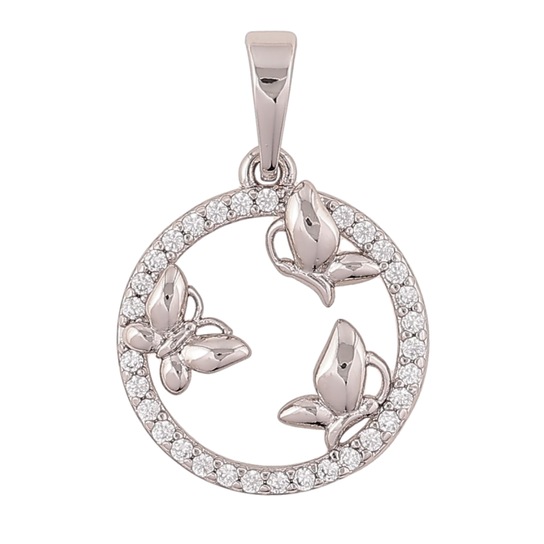 Кулон Xuping Родий Кристальное колечко с бабочками для цепочки до 6мм фото №1