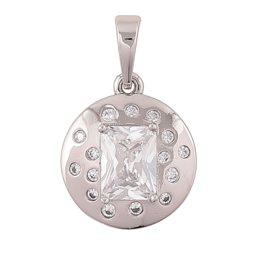 Кулон Xuping Родій «Кругла підвіска зі вставками кристалів» для ланцюжка до 6мм фото №1