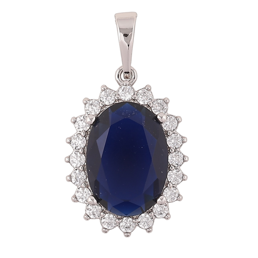 Кулон Xuping Родій «Синій кристал в обрамленні дрібних» для ланцюжка до 6мм фото №1