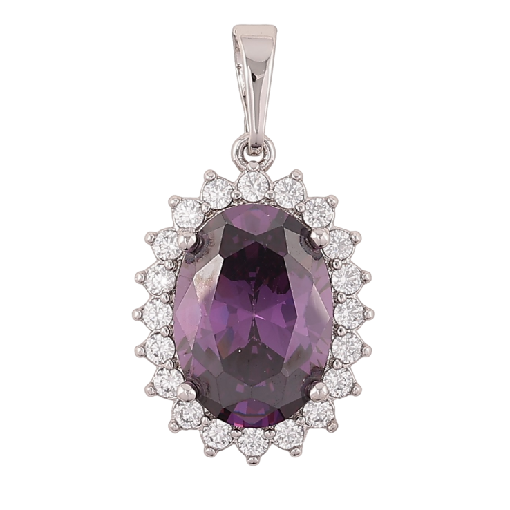 Кулон Xuping Родій «Бузковий кристал в обрамленні дрібних» для ланцюжка до 6мм фото №25