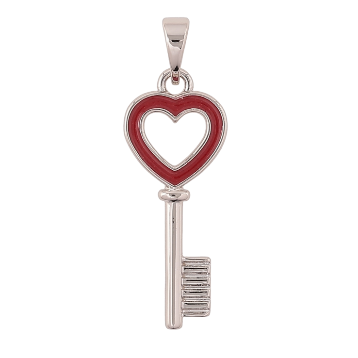 Кулон Xuping Родій «Ключик з червоною емаллю» для ланцюжка до 5мм фото №11
