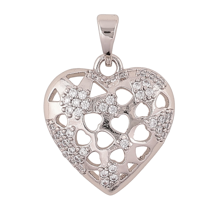 Кулон Xuping Родій «Різьблене сердечко с кристаллами» для ланцюжка до 5мм фото №11