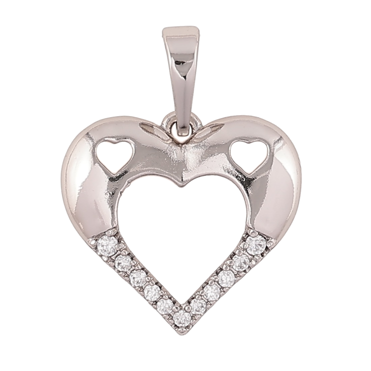 Кулон Xuping Родій «Сердечко з кристалами» для ланцюжка до 6мм фото №4