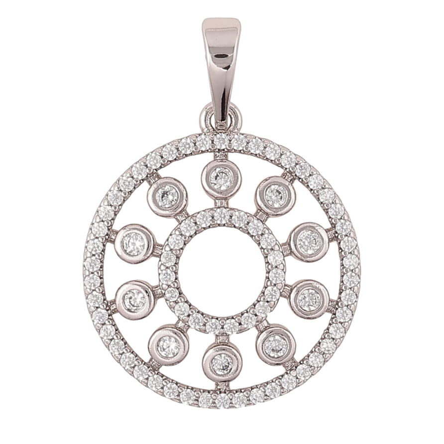 Кулон Xuping Родій «Колечко з візерунком кристалами» для ланцюжка до 6мм фото №1