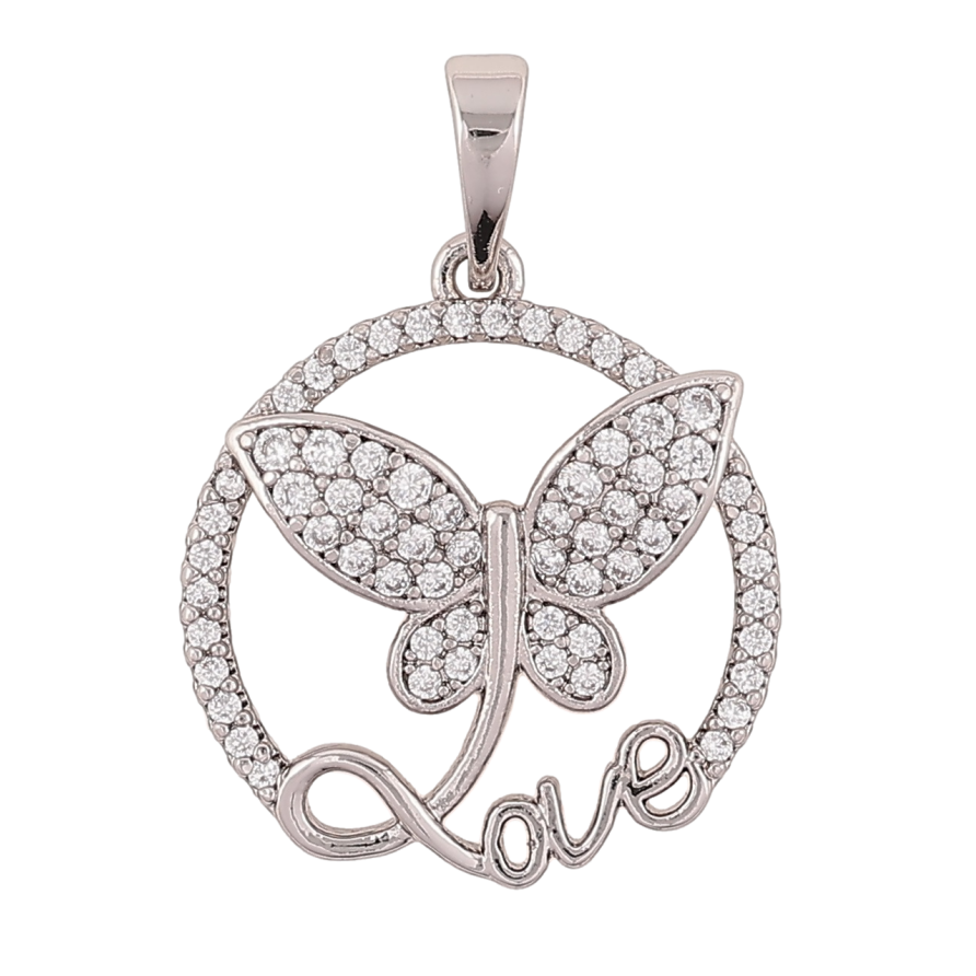 Кулон Xuping Родій «Метелик з написом Love» для ланцюжка до 6мм фото №1