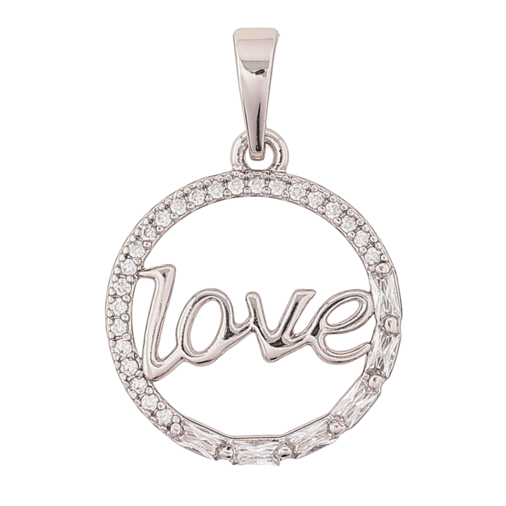 Кулон Xuping Родій «Напис Love в колечку кристалів» для ланцюжка до 6мм фото №6