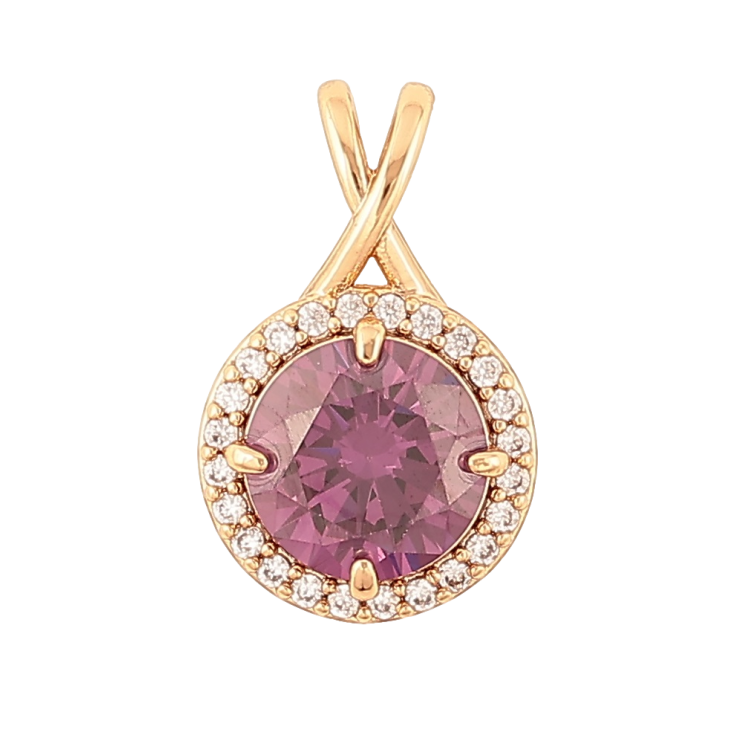 Кулон Xuping Позолота 18K «Бузковий кристал в обрамленні» для ланцюжка до 4мм фото №11