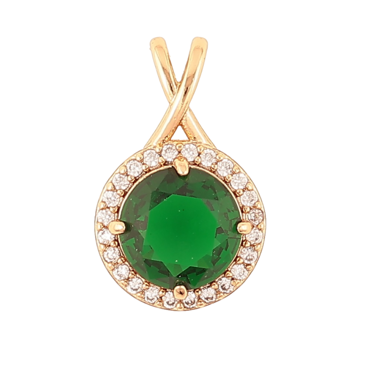 Кулон Xuping Позолота 18K «Зелений кристал в обрамленні» для ланцюжка до 4мм фото №6