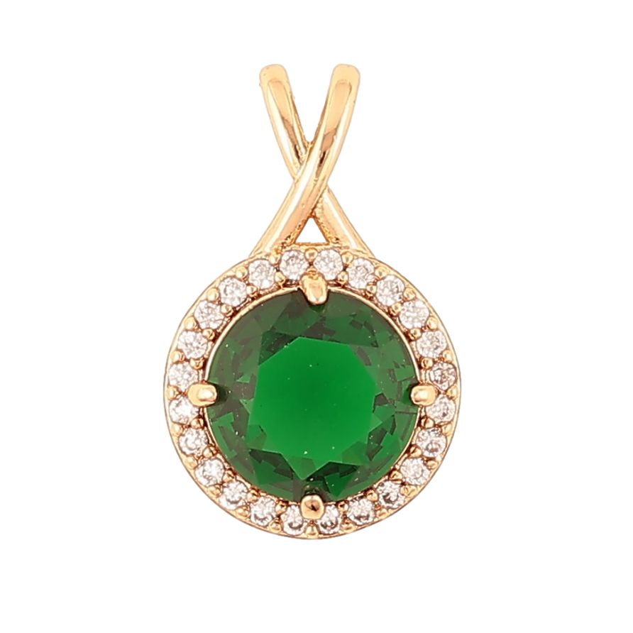 Кулон Xuping Позолота 18K «Зелений кристал в обрамленні» для ланцюжка до 4мм фото №1