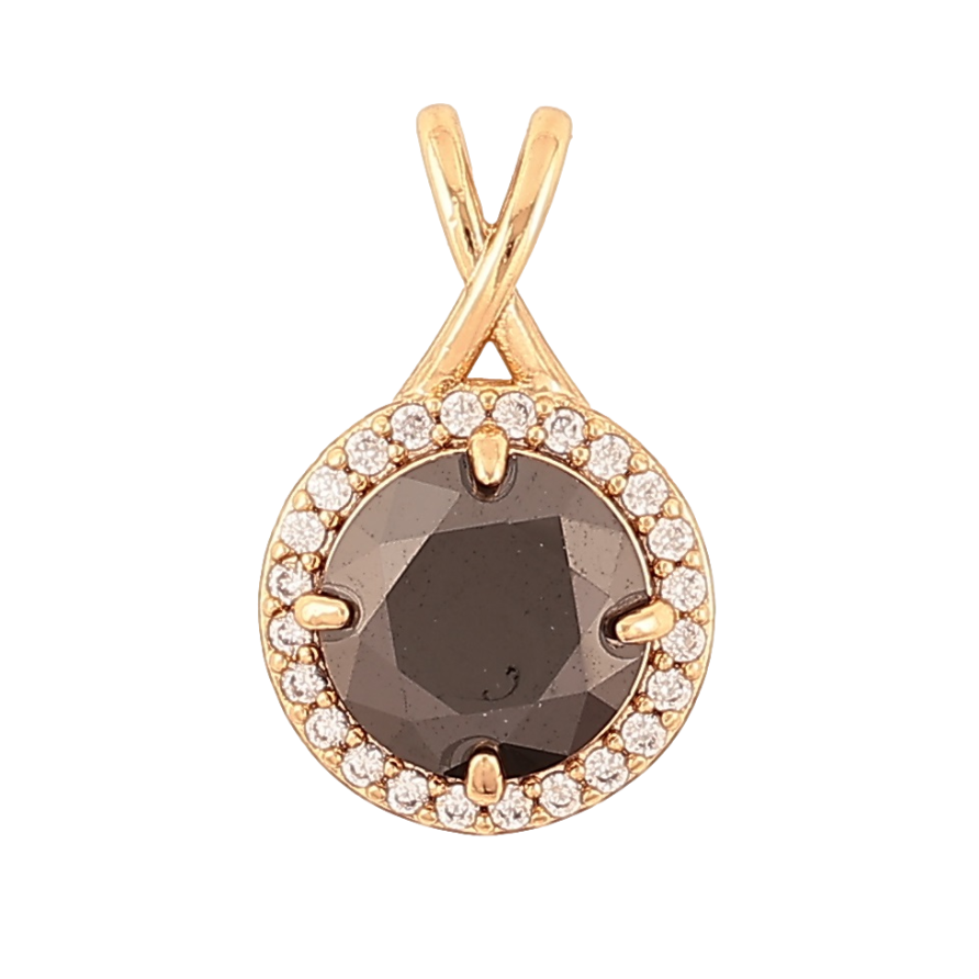 Кулон Xuping Позолота 18K «Чорний кристал в обрамленні» для ланцюжка до 4мм фото №1