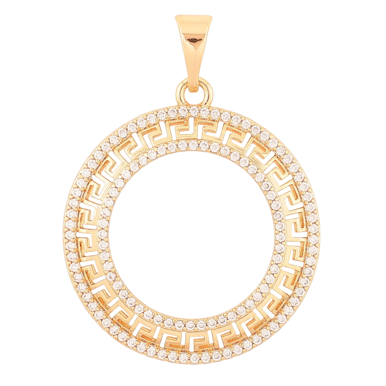 Кулон Xuping Позолота 18K Колечко с греческим узором и кристаллами для цепочки до 7мм фото №1