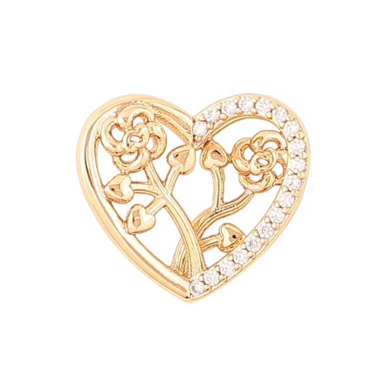 Кулон Xuping Позолота 18K «Сердечко з квітковим візерунком» для ланцюжка до 2мм фото №1