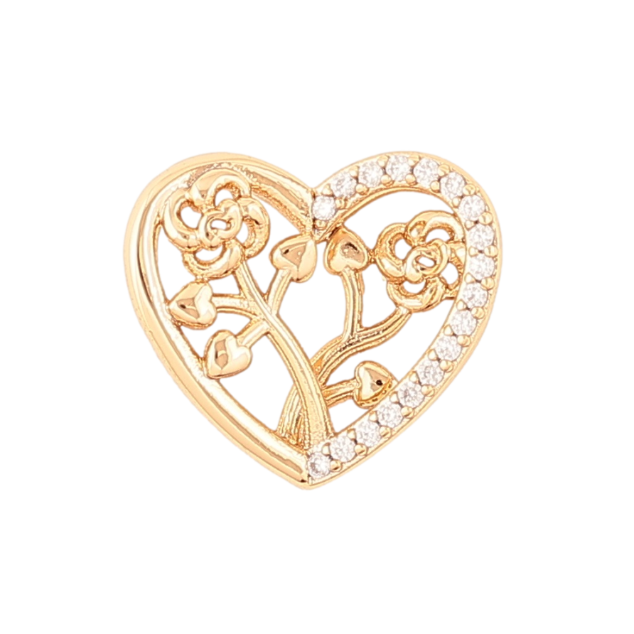 Кулон Xuping Позолота 18K «Сердечко з квітковим візерунком» для ланцюжка до 2мм фото №1