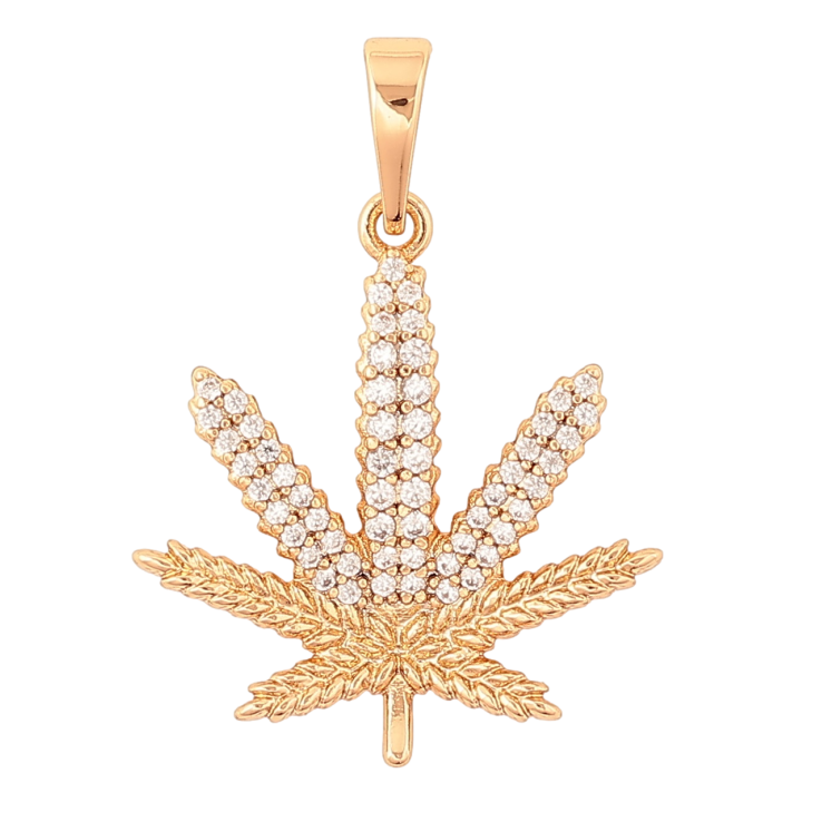 Кулон Xuping Позолота 18K «Конопляний лист з кристалами» для ланцюжка до 6мм фото №15