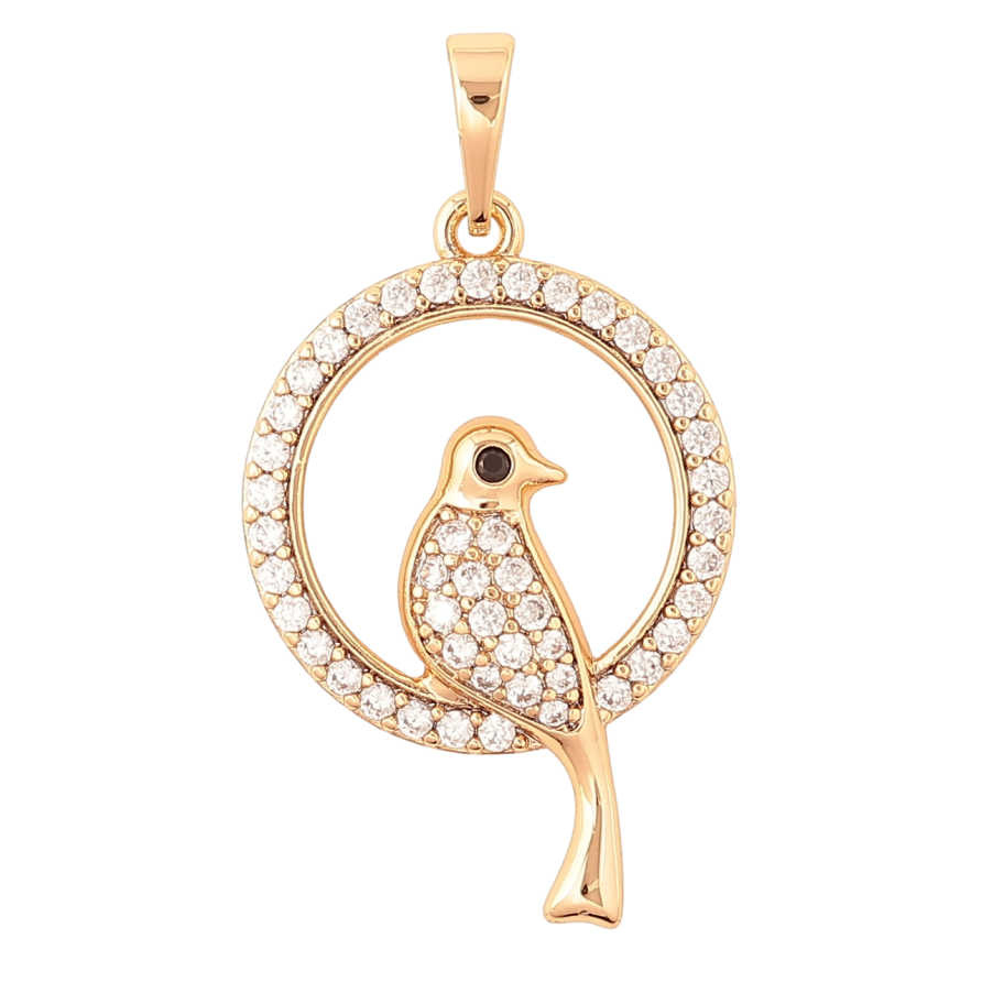 Кулон Xuping Позолота 18K «Пташка в колечку» для ланцюжка до 6мм фото №1