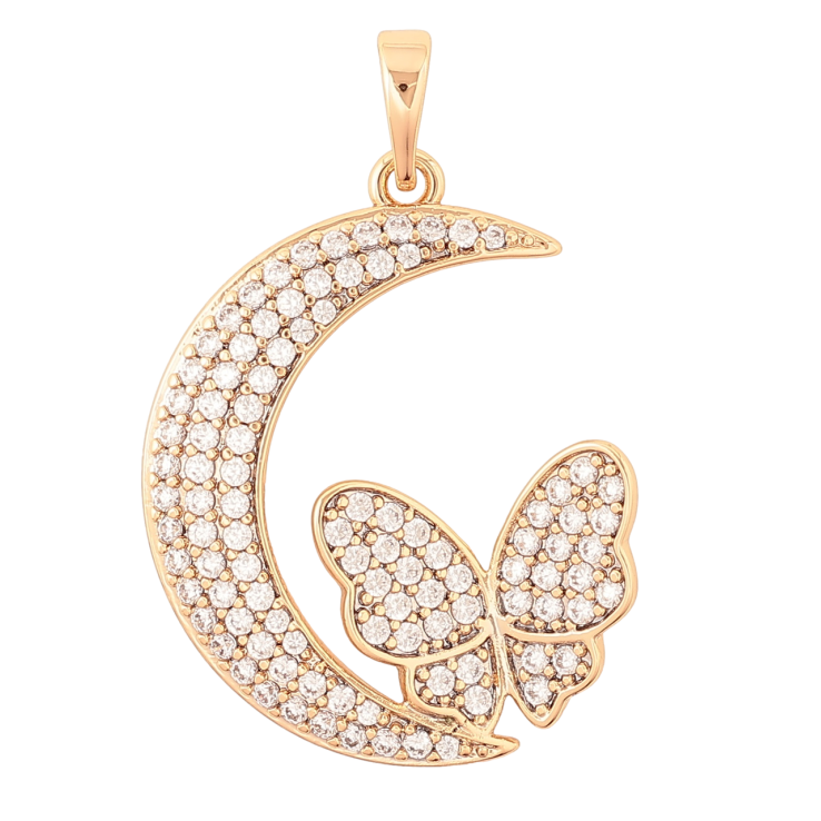 Кулон Xuping Позолота 18K «Місяць з метеликом інкрустація кристалами» для ланцюжка до 6мм фото №9