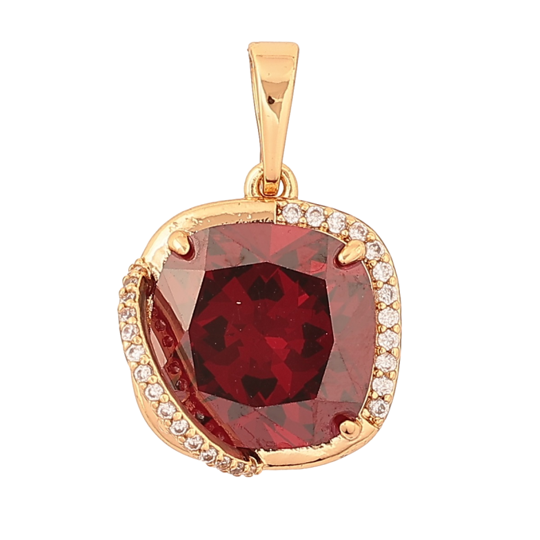 Кулон Xuping Позолота 18K Красный кристалл в декоративной оправе для цепочки до 6мм фото №5