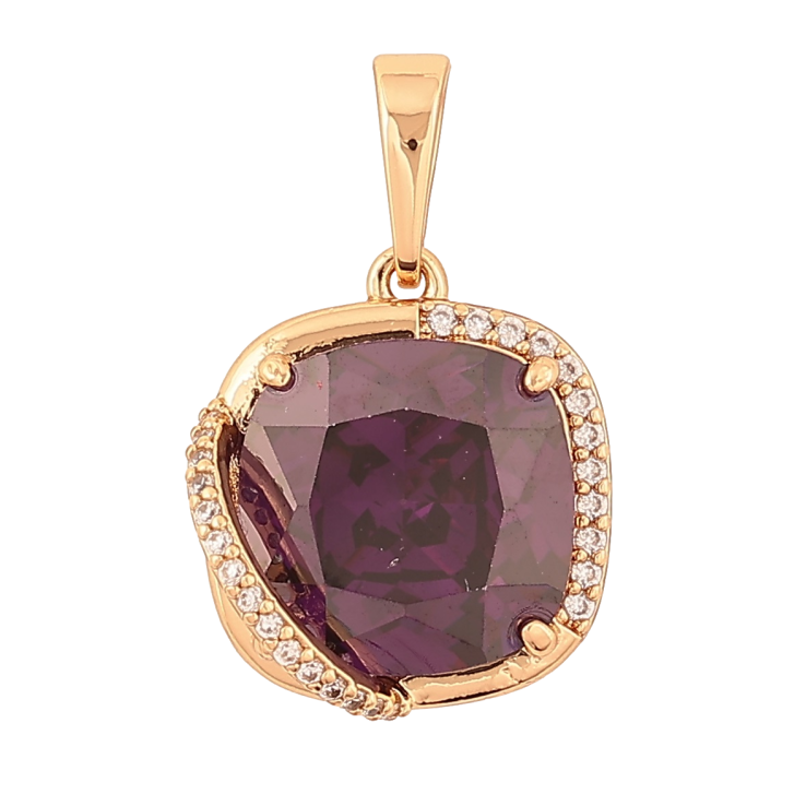 Кулон Xuping Позолота 18K «Бузковий кристал у декоративній оправі» для ланцюжка до 6мм фото №23