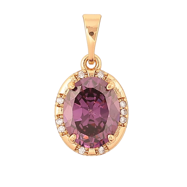 Кулон Xuping Позолота 18K «Бузковий кристал у декоративній оправі» для ланцюжка до 5мм фото №24