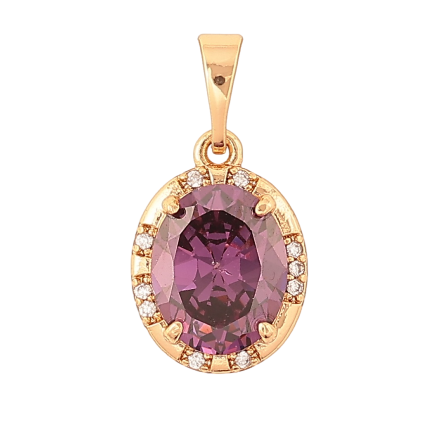 Кулон Xuping Позолота 18K «Бузковий кристал у декоративній оправі» для ланцюжка до 5мм фото №1