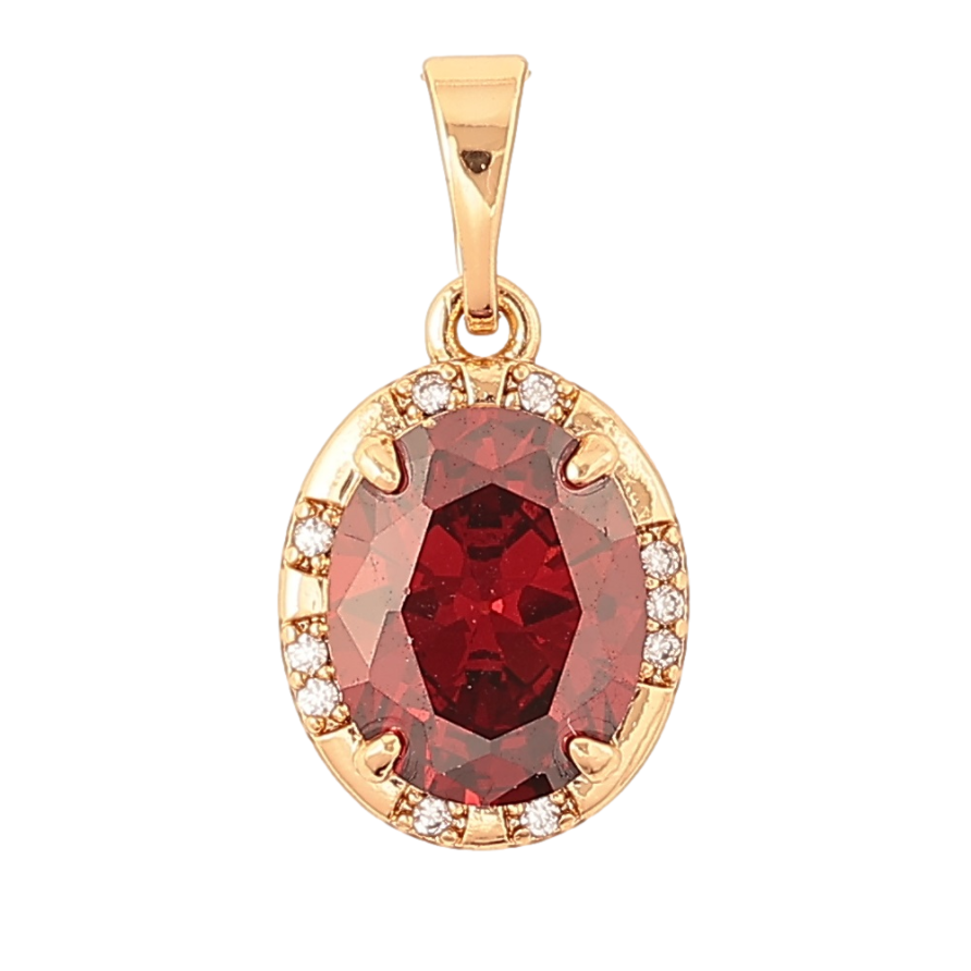 Кулон Xuping Позолота 18K Красный кристалл в декоративной оправе для цепочки до 5мм фото №1