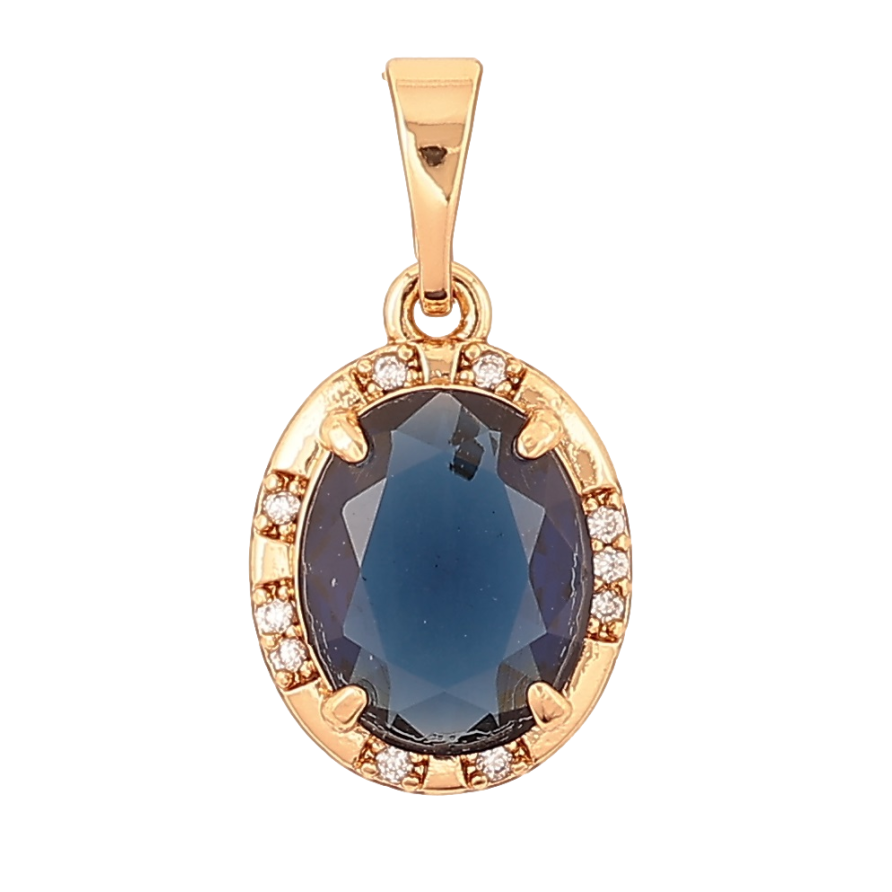 Кулон Xuping Позолота 18K «Синій кристал у декоративній оправі» для ланцюжка до 5мм фото №1