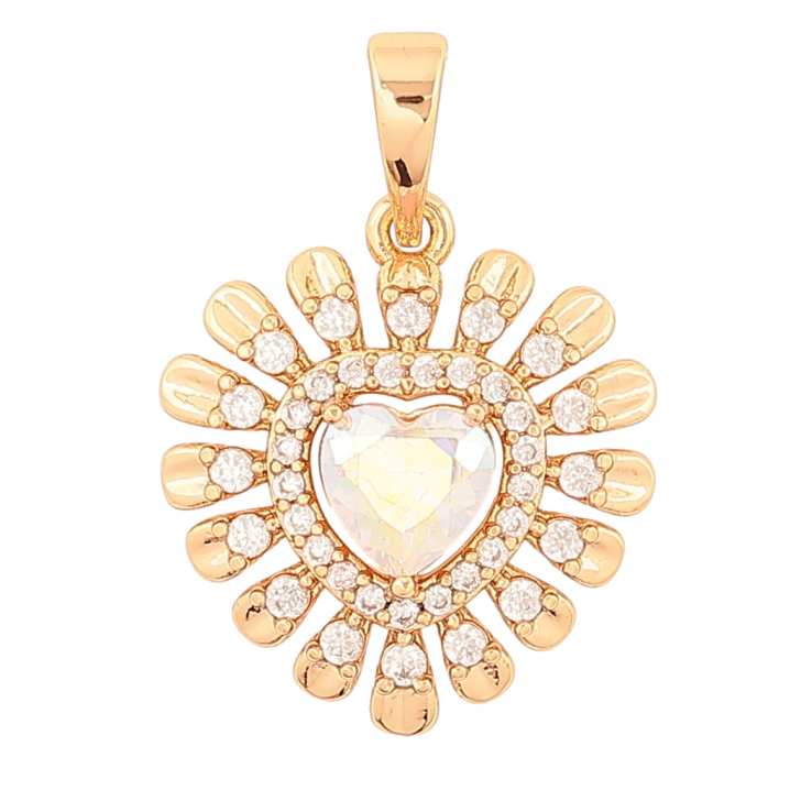 Кулон Xuping Позолота 18K «Променисте серце з райдужним кристалом» для ланцюжка до 6мм фото №2