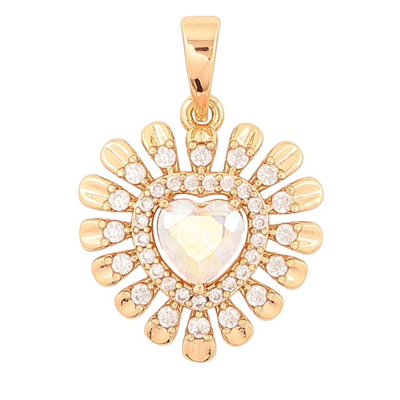 Кулон Xuping Позолота 18K Лучистое сердце с радужным кристаллом для цепочки до 6мм фото №9