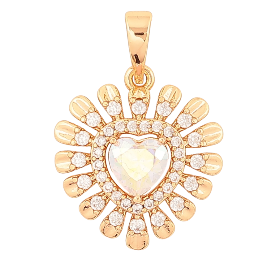 Кулон Xuping Позолота 18K «Променисте серце з райдужним кристалом» для ланцюжка до 6мм фото №1