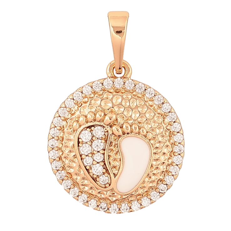 Кулон Xuping Позолота 18K «Дитячі слідочки з кристалами та білою емаллю» для ланцюжка до 6мм фото №15