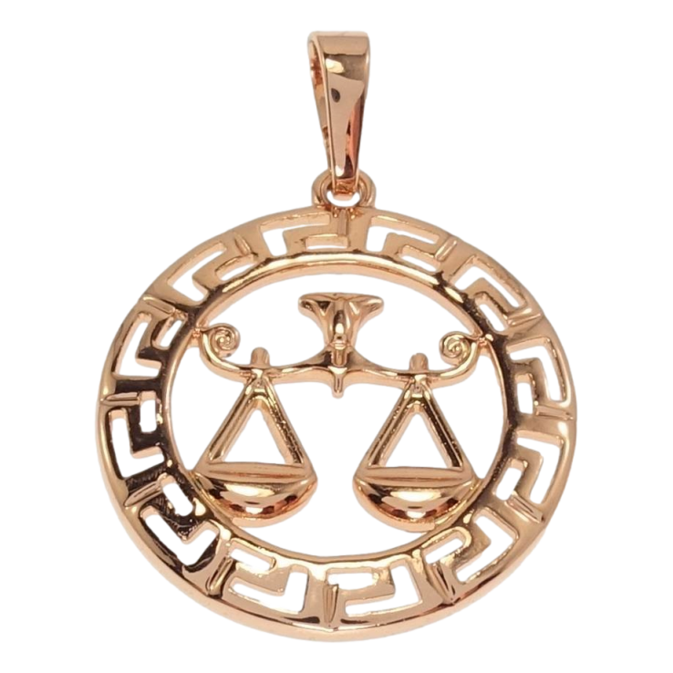 Кулон Xuping Позолота РВ Круглий Медальйон Знак Зодіаку Терези з меандровим візерунком фото №10
