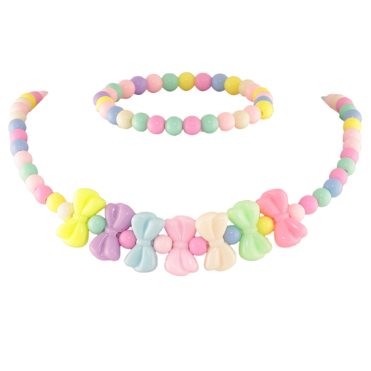 Набір дитячий Xuping Кольє Браслет «Різнокольорові намистини та банти» на резинці, шир. 6-19мм фото №18