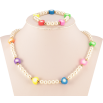 Набір дитячий Xuping TTM Stainless Steel Колір 14К Кольє Браслет Перлинні намистини та кольорові сердечка на резинці фото №2