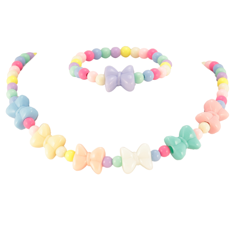 Набір дитячий Xuping Кольє Браслет «Різнокольорові намистини та банти» на резинці, шир. 6-14мм фото №1 Набір дитячий Xuping Кольє Браслет «Різнокольорові намистини та банти» на резинці, шир. 6-14мм фото №1